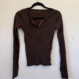 Brandy Melville Chocolate Long Sleeve Henley